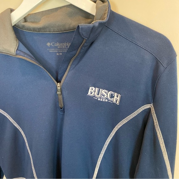 Columbia Busch Beer 1/4 Zip Pullover Blue Medium Golf - Picture 2 of 5